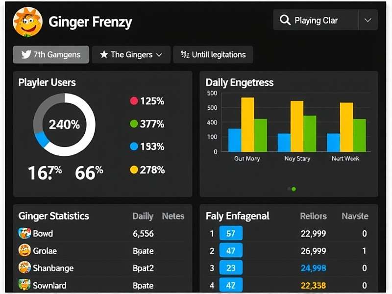 Ginger Frenzy player statistics showing daily active users and regional engagement