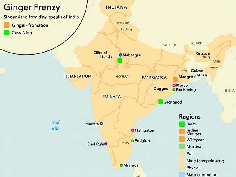 Ginger Frenzy India map showing ginger-growing regions and farm locations