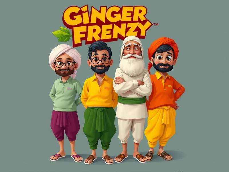 Ginger Frenzy playable characters showing diverse Indian farmers in regional attire